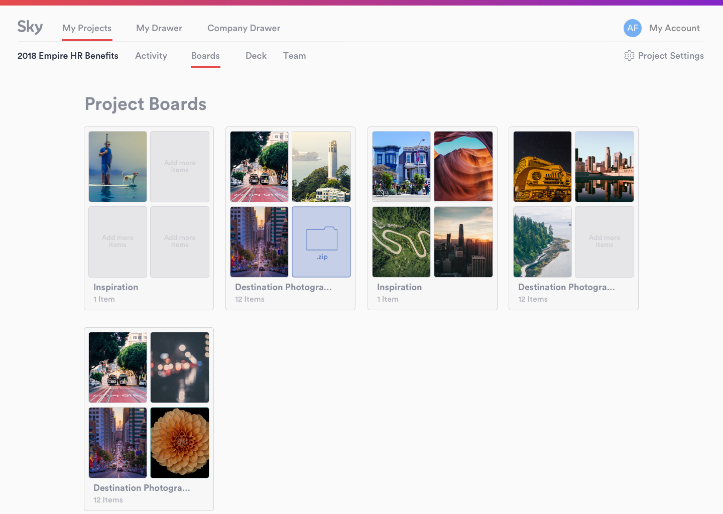 Sky Project Boards Mockup